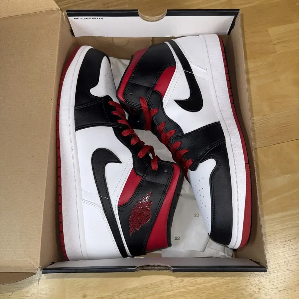 Size 14 - Air Jordan 1 Mid Black Gym Red New OG BOX